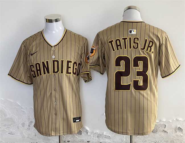Men%27s San Diego Padres #23 Fernando Tatis Jr. Tan Stitched Baseball Jersey
